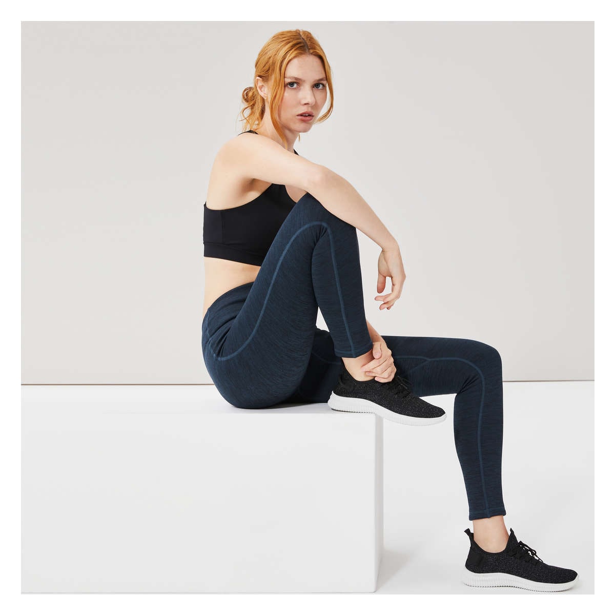 Fleece Active Legging in Navy Mix from Joe Fresh